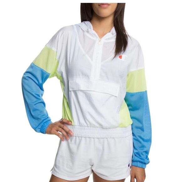 Champion Nylon Color Block Zip-Up Hoodie Sz. Small - Picture 1 of 11
